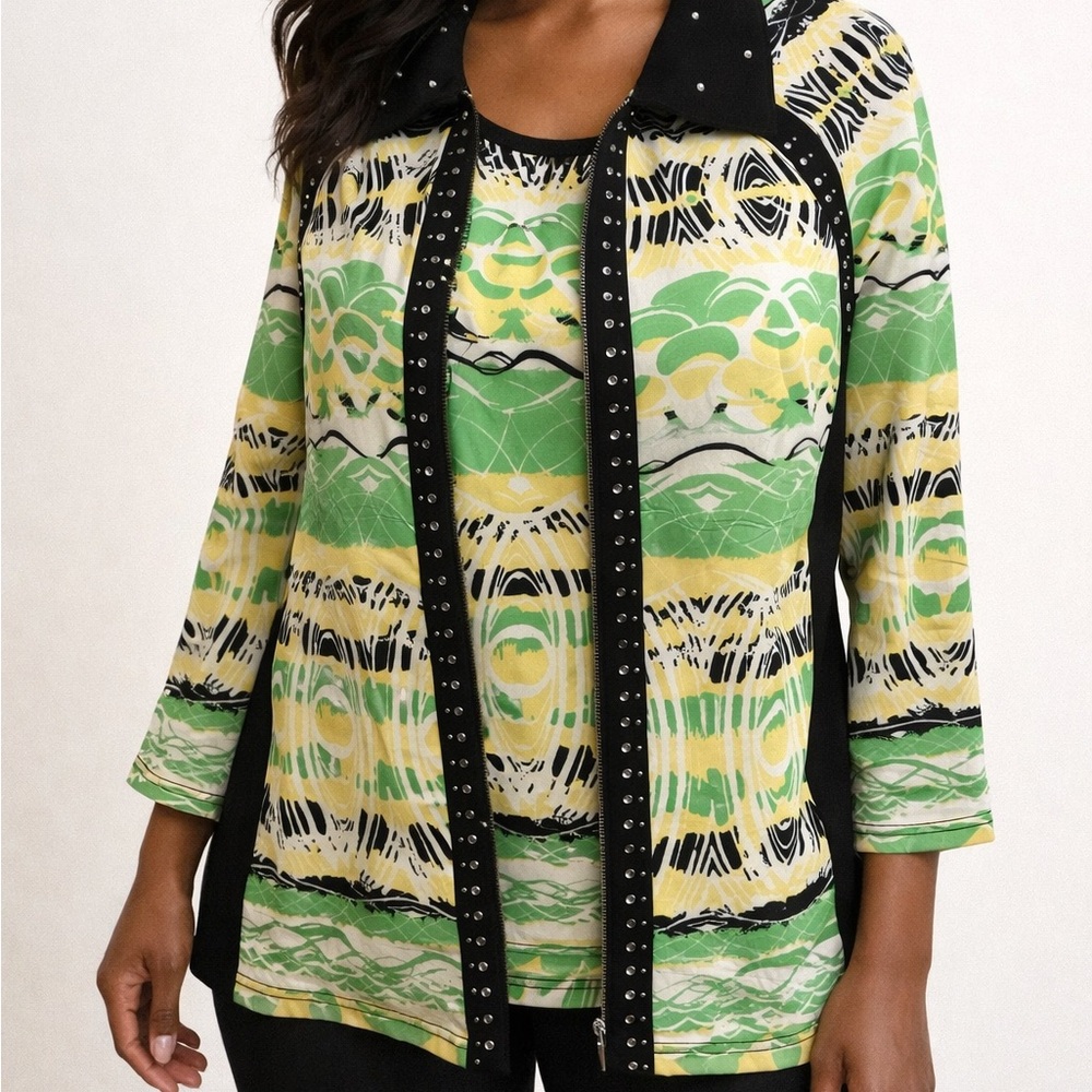 Ala Carte Green Patterned Blouse